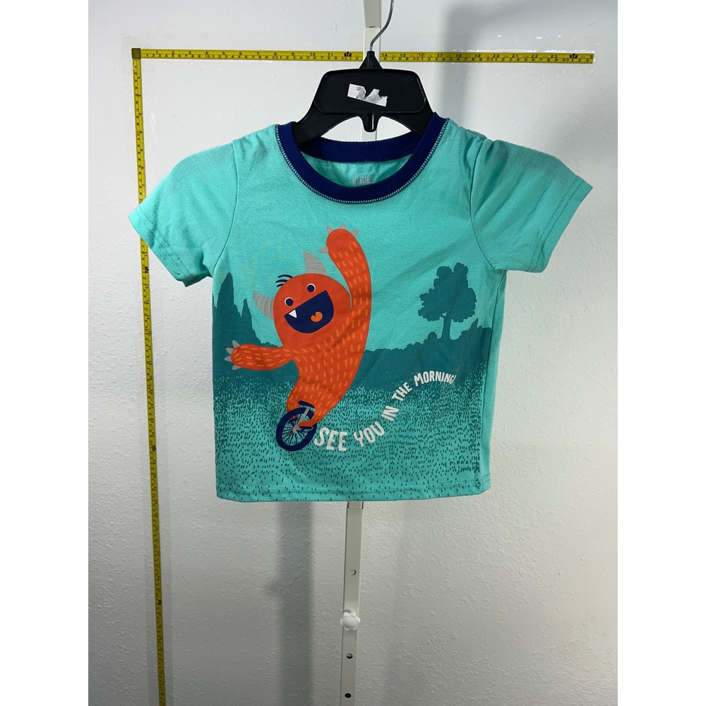 Child of Mine by Carters Boys 5T Monster Unicycle Graphic Tee Teal‎ Green Blue